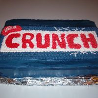 Crunch Bar Birthday Cake My youngest loooooves crunch bars and requested it for his birthday cake.Needless to say it was chocolte cake with chocolate crunch bar...