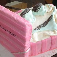 Victoria's Secret Lingerie In Gift Box This cake of a lingerie in a Vicki's Secret was done for a bridal shower.