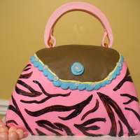 Zebra Handbag Cake This cake was sculpted and decorated with handpainting, fondant and gumpaste.