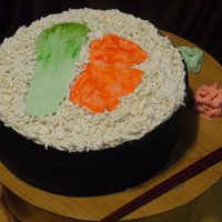 Sushi Cake Cake was made to look like a giant California Roll for a california themed party.