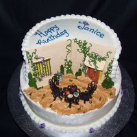 A Taste Of Tuscany Chocolate Fudge (Collette Peters) cake w/choc ganache filling. All gumpaste furnishings, food, walls. Royal Icing foliage and flowers. Made...