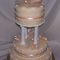 Ivory Wedding Cake Madeira Cake w/Raspberry Filling. Royal Icing piping with Tulle and Ribbon decorations. This is my first real wedding cake. I had done one...
