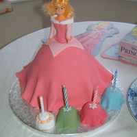 Sleeping Beauty upright princess with the three fairy godmothers holding candles