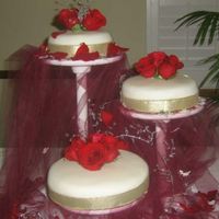 My First Attempt At A Wedding Cake This was made for a friend of my aunt. She wanted a fondant covered cake with ribbon. Very scary to attempt a real wedding cake!!! Joint...