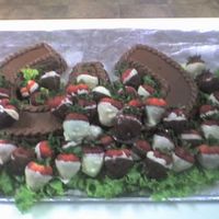 Horseshoe Cake With Double Dipped Strawberries I did the two horseshoes in chocolate cream cheese icing and did a basketweave sides with rope border on top and bottom....it was my first...