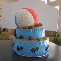 Beachball All almond cake/icing. Thanks to everyone with pics on this site as the mom d had no idea what she wanted so I went the ball idea cause it...