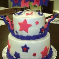 Pre School Graduation Cake made w/the graduates favorite colors (neon pink, purple and red), kinda hard to tell by the pic. chocolate and vanilla cake w/...