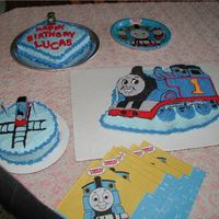 Thomas The Train Birthday Cakes We made these cakes for my son's birthday. The extras were to feed all the guests.