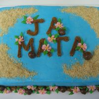Ja Mata "see You Later" This cake actually has palm trees in all 4 corners but the only picture I of it has a person in it. The coconuts are snicker popables. The...