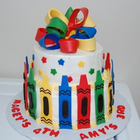 Crayon Birthday Made for a dual birthday party w/ a "coloring theme". BC w/ fondant decorations.