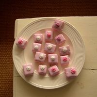 My First Petit Fours Not as smooth as I wanted to, but they were good! Next time I'll try to cover the cake with apricot glaze. In the Wilton Yearbook it...