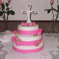 My First Wedding Cake! this was my very first wedding cake, as well as my first cake made for someone besides family or friends. it is white cake with cream...