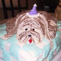 Buttercream Puppy Birthday Cake Buttercream Puppy. A cake created for my son's 1st birthday. His Smash cake was a bone shape. I also made dog bone shaped cookies for...