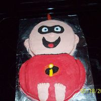 Jak Jak!! My son wanted an Incredible birthday and that is exactally what he got. LOL. White cake with Sugarshack's frosting. I got a pic like...