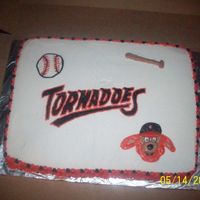 Worcester Tornadoes I was asked to make a cake for game day at the park. I used their Logo and "Twister" the mascot. They loved it. Chocolate cake...