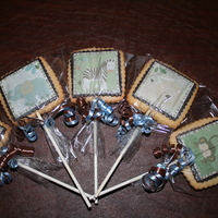 Azania Nursery Theme Cookie Lollipops Cookie lollipops made for a friend's baby shower (Azania nursery theme) with sugar cookies, fondant & edible image. MANY MANY...