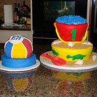 Sand Pail And Beach Ball I made these for my son's first birthday, and we celebrated with a beach party! Both of these cakes were inspired by cakes I have seen...