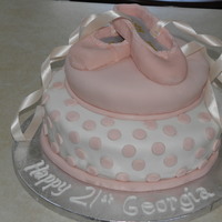 Ballet Pointe Shoes I made this cake for a friend, who was turning 21. She had just qualified as a Ballet Teacher, so wanted a cake with "used'...