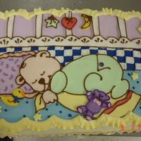 Baby Bear Sleeping buttercream drawing