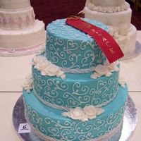 Scrolls And Hearts On Turquoise I made this cake for the Pillsbury Creative Cake Decorating Competition in Las Vegas, Sept. 2007.
