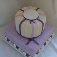 Lilac Buttons Yet another buttons baby shower cake, this time in purple and lilac. The customer put a glass ornament on top.