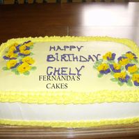 Birthday Cake YELLOW AND WHITE WITH PANSIES