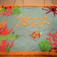 Under The Sea 1/3 sheet. Chocolate with buttercream and mmf accents (mermaid tail, coral, octopus). Thankyou to several people whom gave me ideas.