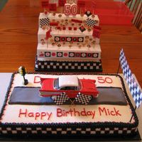 Fifties Drag Racing Cake My brother, who loves vintage cars and drag racing, just turned 50, so we had a fifties-themed drag racing party for him. I made two cakes...