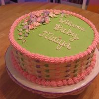 Baby Shower Cake With Flowers And Butterfly 