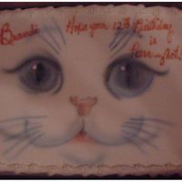 Airbrush Kitten Cake This 9"x13" kitten cake was for a little girl who loves cats....the design is from a T-shirt she is getting for her birthday. The...