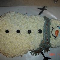 Mr. Snowman I made this cake for my husband's birthday. Chocolate cake w/ buttercream icing