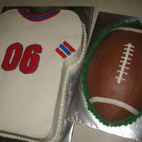 Football And Jersey My brother and his MIL have close b-days. The best theme for their shared party was football. I used a sheet cake for the jersey and...