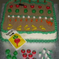 Garden Cake My grandfather has always had a beautiful garden. This was for his 88th b-day. He loved it! Veggies are fondant. Fence posts are pretzel...