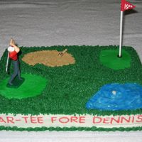 Golf Cake CC inspired cake. Water hazard is piping gel. Sand is graham crackers.