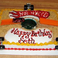 Hot Wheels Birthday Cake This cake is all white, w/BC icining & crushed graham crackers for "dirt". My directions was only Hot Wheels theme no other...