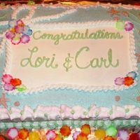 Beach Theme Wedding Reception Cake My best friend got married on the beach in FL. Had the reception at my house 2 months later. It was real informal beach theme. So I did a...