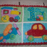 First Birthday This was taken right from a napkin used for the party, I used an overhead then hand piped in the colors with BC.