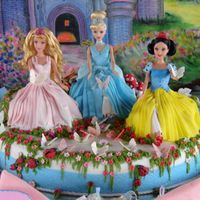 My Daughter 3Rd Birthday Cake Vanilla cake with no filling on the round portion. Where the princess's sits are 3 round cakes vanilla w/dulce de leche filling on 1...