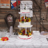 My First Wedding Cake this was the very first wedding cake I have ever done! I had several issues. The bride and groom wanted nothing but buttercream and no...