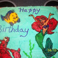 Ariel Cake I made this cake for a friend of mines little girls 2nd birthday. It is a yellow cake with buttercream frosting. I took a lot of time but I...