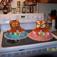 Jungle Theme Baby Shower This was my first time doing a 3-D cake. It was for my cousin's baby shower who is having twin one boy and one girl and she wanted...