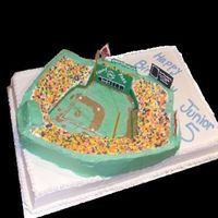 Fenway Park 22x16 sheet cake then a carved fenway park on top. All done in BC with fondant accents and Nerds for the people. Sorry about the photo -...