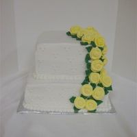Simple Wedding Cake This was a last minute wedding cake and all they wanted was yellow roses and it to be simple.