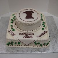 Grad Cake Another all buttercream grad cake with fondant accents.