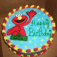 Collin's Cake Elmo cake butter cream icing and decoration, Elmo was free handed