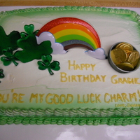 St Patricks Day Lucky Charm Happy Birthday cake for a young girl who shares St Patricks day