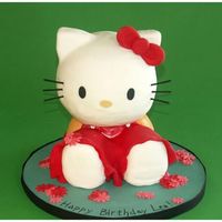 Sculpted Hello Kitty Cake Sculpted 3-D Hello Kitty Cake for little girl's 4th birthday. A little structurally challenging, considering Hello Kitty's head...