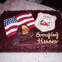 Firefighting Heroes This was a cake I did for an association dinner at my husband's fire station.