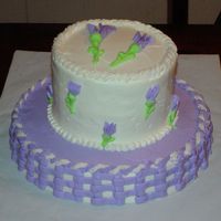 My Little Sweetpea 2 tier lavender basketweave with sweetpea flowers