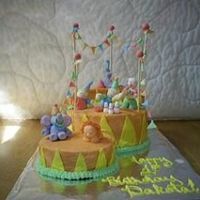 Circus Buttercream iced with Gumpaste figures. Inspired by a cake I saw posted here on CC.